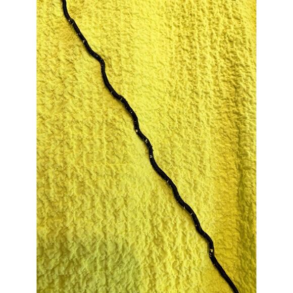 Ali Miles Bright Lime Green Black Trim Gauzy Tunic Slouchy Size Medium - Picture 7 of 13